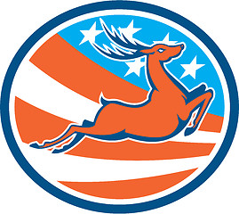 Image showing Deer Stag Buck Jumping USA Flag Circle