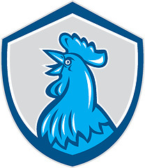 Image showing Chicken Rooster Head Crowing Shield Retro