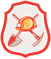 Image showing Miner Hardhat Spade Pick Axe Shield Retro