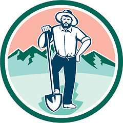 Image showing Gold Miner With Shovel Circle Retro