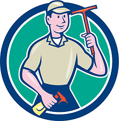Image showing Window Washer Cleaner Squeegee Cartoon