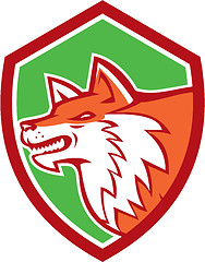 Image showing Red Fox Head Pouncing Shield Retro