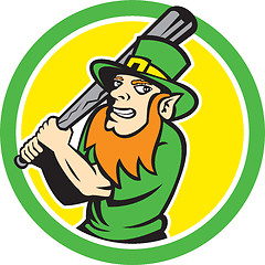 Image showing Leprechaun Baseball Hitter Batting Circle Retro