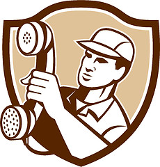 Image showing Telephone Repairman Holding Phone Shield