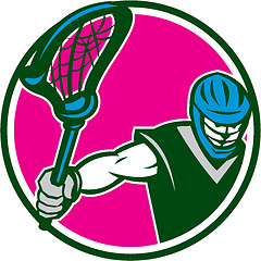 Image showing Lacrosse Player Crosse Stick Circle Retro