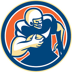 Image showing American Football Player Running Circle Retro