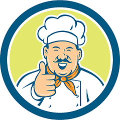 Image showing Chef Cook Happy Thumbs Up Circle Retro