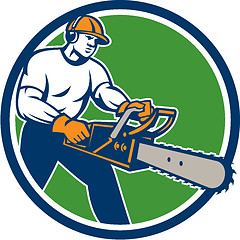 Image showing Lumberjack Tree Surgeon Arborist Chainsaw Circle