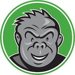 Image showing Angry Gorilla Head Circle Cartoon