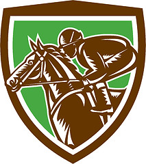 Image showing Jockey Horse Racing Side Shield Retro