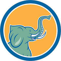 Image showing Elephant Head Side Circle Cartoon