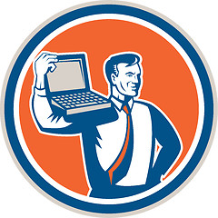 Image showing Computer Geek Technician Laptop Circle Retro