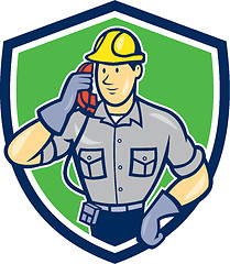 Image showing Telephone Repairman Phone Shield Cartoon 