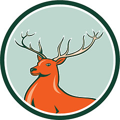 Image showing Red Stag Deer Side Circle Cartoon
