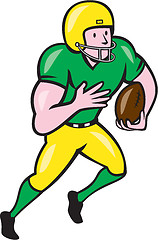 Image showing American Football Receiver Running Ball Cartoon