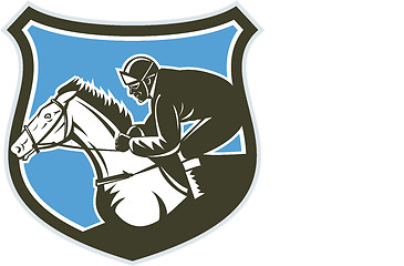 Image showing Jockey Horse Racing Side Shield Retro