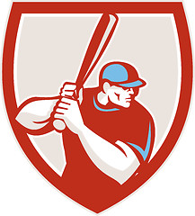 Image showing Baseball Player Batter Hitter Shield Retro