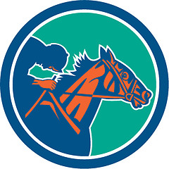 Image showing Horse Jockey Racing Circle Retro