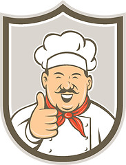 Image showing Chef Cook Happy Thumbs Up Shield Retro