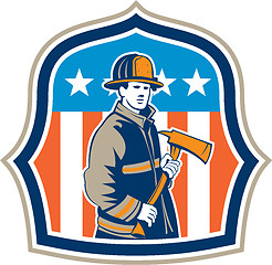 Image showing American Fireman Firefighter Fire Axe Shield