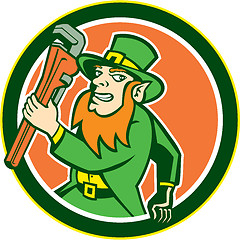 Image showing Leprechaun Plumber Wrench Running Circle