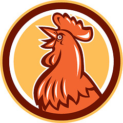 Image showing Chicken Rooster Head Crowing Circle Retro