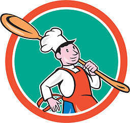 Image showing Chef Cook Marching Spoon Circle Cartoon