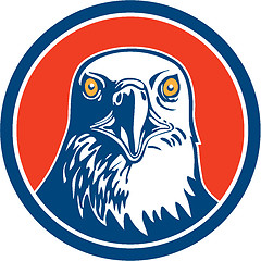 Image showing American Bald Eagle Head Circle Retro