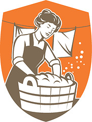 Image showing Housewife Washing Laundry Vintage Retro