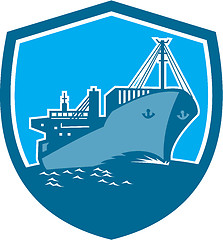 Image showing Container Ship Cargo Boat Shield Retro