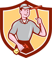 Image showing  Window Washer Cleaner Squeegee Shield Cartoon