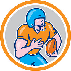 Image showing American Football Receiver Running Ball Circle Shield