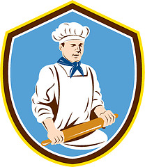 Image showing Baker Chef Cook Rolling Pin Shield Retro