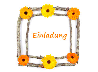 Image showing Wooden frame with calendula