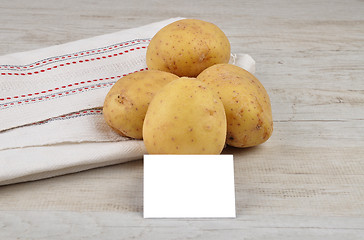 Image showing Potatoes and card