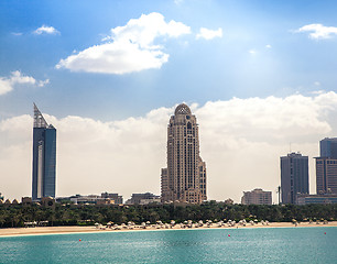 Image showing luxury blue building skyscraper, bay ocean