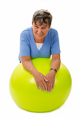 Image showing Senior woman on a ball