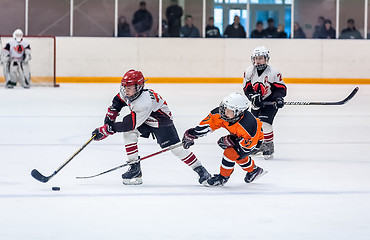 Image showing Game between children ice-hockey teams