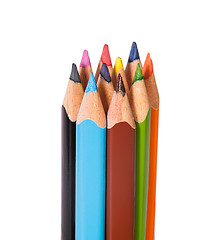 Image showing Vertical closeup color pencils