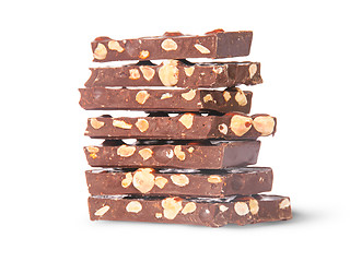 Image showing Stack of seven chocolate bars rotated