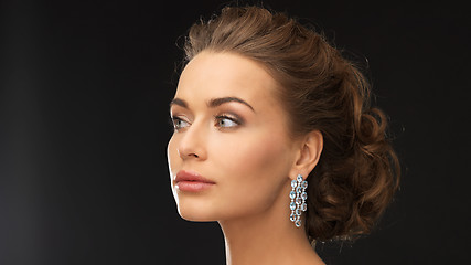 Image showing woman with diamond earrings