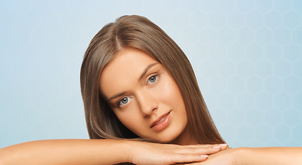 Image showing beautiful young woman with bare shoulders