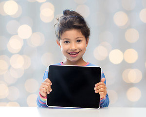 Image showing happy little girl with tablet pc computer