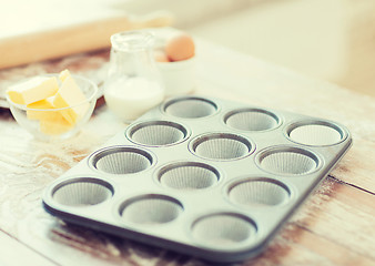 Image showing close up of empty muffins molds