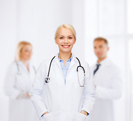 Image showing smiling female doctor with stethoscope