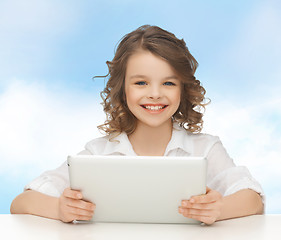 Image showing happy smiling girl with tablet pc computer