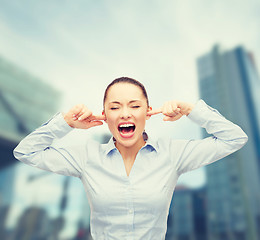 Image showing angry screaming businesswoman