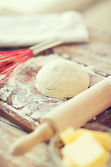 Image showing close up of bread dough on cutting board