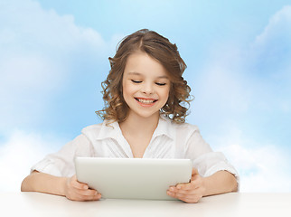 Image showing happy smiling girl with tablet pc computer