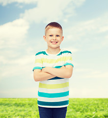 Image showing little boy in casual clothes with arms crossed